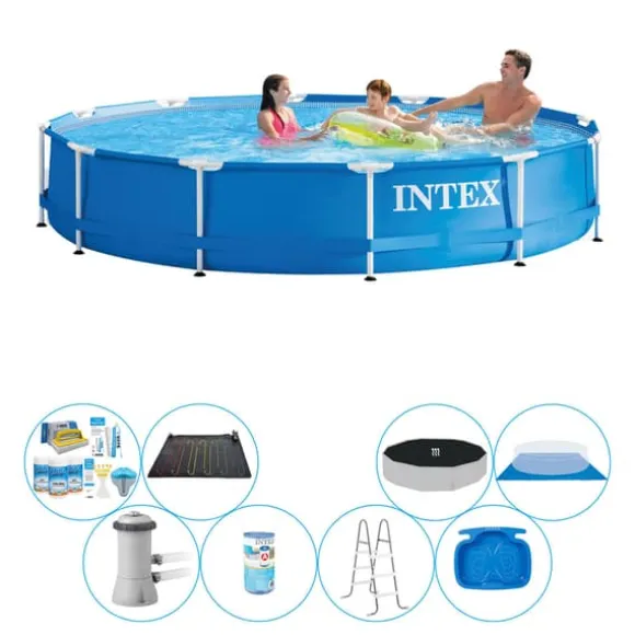 Deluxe Poolpakke - Intex Metalramme Rund 366x76 cm