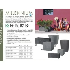 DEROMA Muret Millennium R plantekasse - Askegrå - 99 x h39 cm - Med vandreserve - Hjul