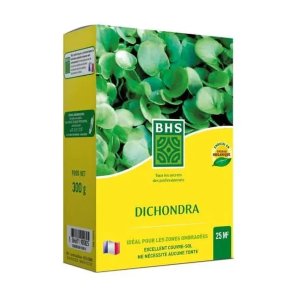 Dichondra - BHS - 300 g | 25 m² | Milda klimat | Frön berikade med organiskt gödselmedel | Snabb och jämn etablering.