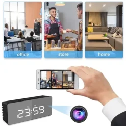 Digital Fjärrstyrd / Rörelseaktiverad WiFi Klocka med Dold Kamera och Nightvision