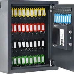 Digital pengeboks med elektronisk lås - Sikker opbevaring i stål | Farve: Grå | Størrelse: 30x10x36,5 cm