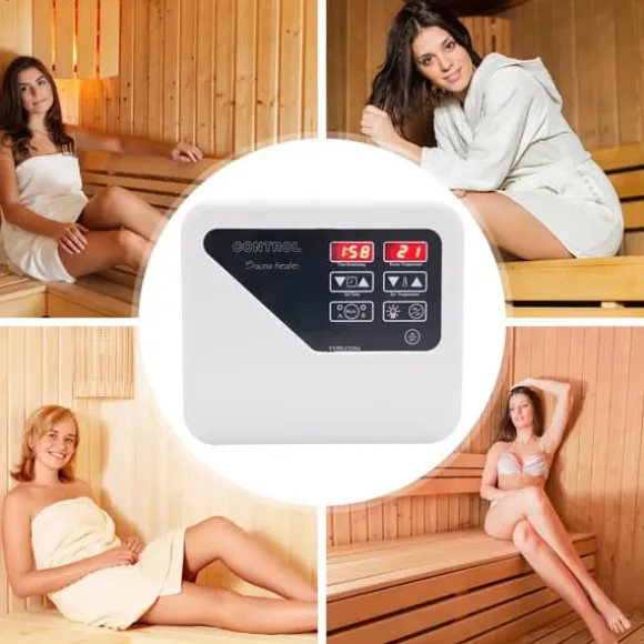 Digital saunastyring - Eksternt kontrolpanel - 3–9 kW - 220–240 V - Temperaturområde 40–105 °C - Lys maks. 60 W - Vægmonteret