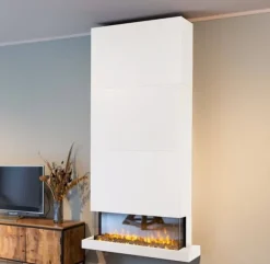 Disegno 90XLW elektrisk vægkomfur - hvid - 3-sidet elektrisk LED højovn - Højt til loftet - 1400 Watt varme - fjernbetjening