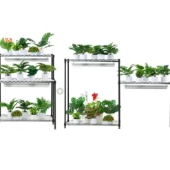 DIY Plantestativ med Vokse-lamper, 6 Etagers, 192W, 70,9” Høj, Justerbar Plant Grow Hylde til Indendørs Planter.