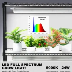 DIY Plantestativ med Vokse-lamper, 6 Etagers, 192W, 70,9” Høj, Justerbar Plant Grow Hylde til Indendørs Planter.