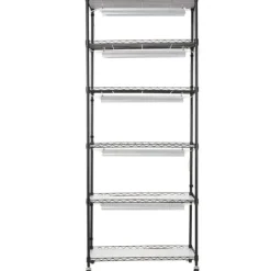 DIY Plantestativ med Vokse-lamper, 6 Etagers, 192W, 70,9” Høj, Justerbar Plant Grow Hylde til Indendørs Planter.