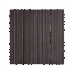 Dækfliser, Sammenlåsende plast 30x30x2 cm, Mørkebrun, Udendørs gulvbelægning