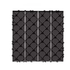 Dækfliser, Sammenlåsende plast 30x30x2 cm, Mørkebrun, Udendørs gulvbelægning