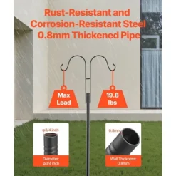 Dobbelt Hyrdekrog 8-pak, 2345 mm Kraftig Fuglefoderstang, Robust og Nem at Installere