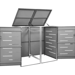 Dobbelt skraldespandsskjuler i rustfrit stål - Robuste og stilfulde løsninger | Størrelse: 138x77,5x112,5 cm