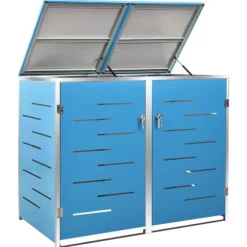Dobbelt skraldespandsskjuler i rustfrit stål - Rummeligt design | Størrelse: 138x77,5x112,5 cm