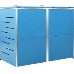 Dobbelt skraldespandsskjuler i rustfrit stål - Rummeligt design | Størrelse: 138x77,5x112,5 cm