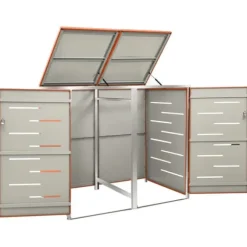 Dobbelt skraldespandsskjuler i rustfrit stål - Robust og luftcirkulerende | Størrelse: 138x77,5x112,5 cm