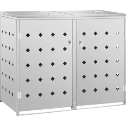 Dobbelt skraldespandsskur 240 l - Rustfrit stål | Farve: Sølv | Størrelse: 240 l