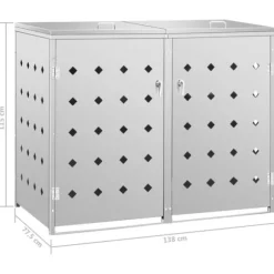 Dobbelt skraldespandsskur 240 l rustfrit stål - Skraldespandsskjuler - Skraldespandsskjulere - Home & Living