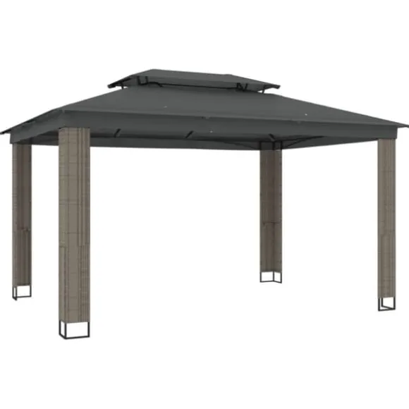 Dobbelt tag pavillon 3,94x2,96 m - Antracitgrå stål | Størrelse: 3,94x2,96 m