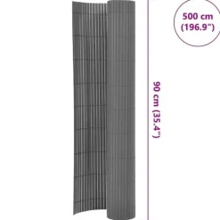 Dobbeltsidet havehegn i vejrbestandigt PVC | Størrelse: 90x500 cm | Farve: Grå