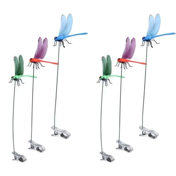 Dragonfly Clip Falske Dragonfly Stang Clips Naturligt organisk koncept 3D Dragonfly Have Decor til Familie Have Potte Blomster Plænehus Statue 6 Stk | CDON