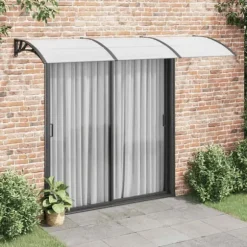 Dørbaldakin i polycarbonat - Vejrbestandig beskyttelse | Farve: Sort/Transparent | Størrelse: 300x75 cm