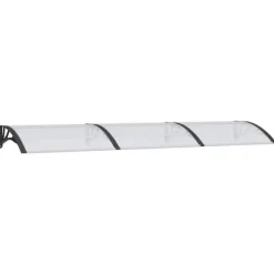 Dørbaldakin i polycarbonat - Vejrbestandig beskyttelse | Farve: Sort/Transparent | Størrelse: 300x75 cm