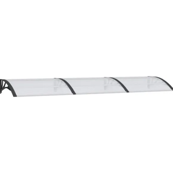 Dørbaldakin i polycarbonat - Vejrbestandig beskyttelse | Farve: Sort/Transparent | Størrelse: 300x75 cm