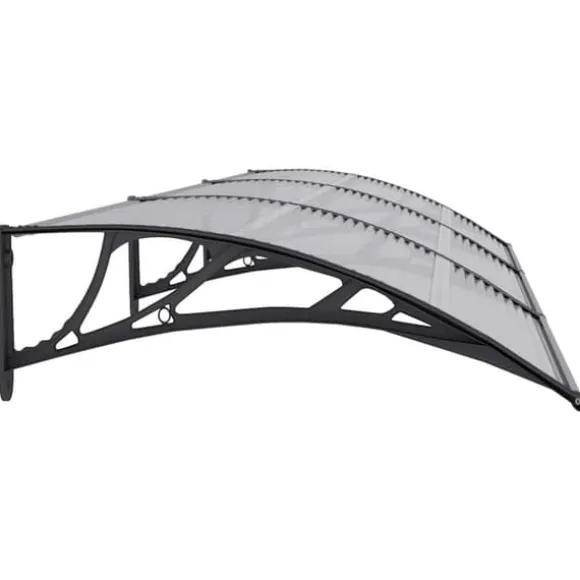 Dørbaldakin i polycarbonat - Vejrbestandig beskyttelse | Farve: Sort/Transparent | Størrelse: 300x75 cm