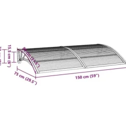 Dørbaldakin i polycarbonat - Vejrbestandig beskyttelse | Farve: Sort/Transparent | Størrelse: 300x75 cm