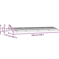 Dørbaldakin i polycarbonat - Beskytter døren mod vejr | Størrelse: 350x100 cm | Farve: Grå