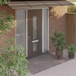 Dørbaldakin i polycarbonat - Vejrbestandig beskyttelse | Størrelse: 350x75 cm | Farve: Sort