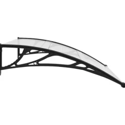 Dørbaldakin i polycarbonat - Vejrbestandig dørudhæng | Størrelse: 120x75 cm | Farve: Sort & Transparent