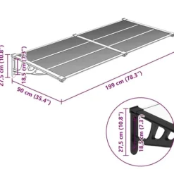 Dørbaldakin til beskyttelse mod vejr - Polycarbonat, Sort & Transparent | Størrelse: 199x90 cm