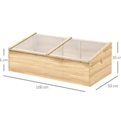 Drivbænk i gran 100x50x35 cm, PC-plade, natur – drivhus/plantelåda