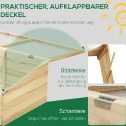 Drivbænk i gran 100x50x35 cm, PC-plade, natur – drivhus/plantelåda