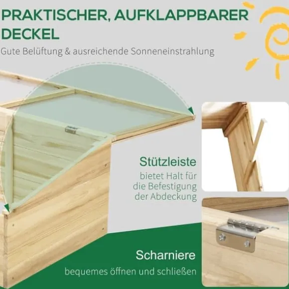 Drivbænk i gran 100x50x35 cm, PC-plade, natur – drivhus/plantelåda
