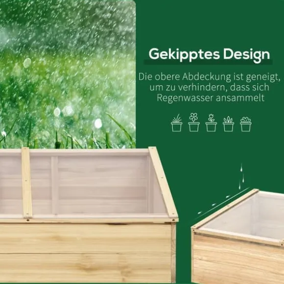Drivbænk i gran 100x50x35 cm, PC-plade, natur – drivhus/plantelåda