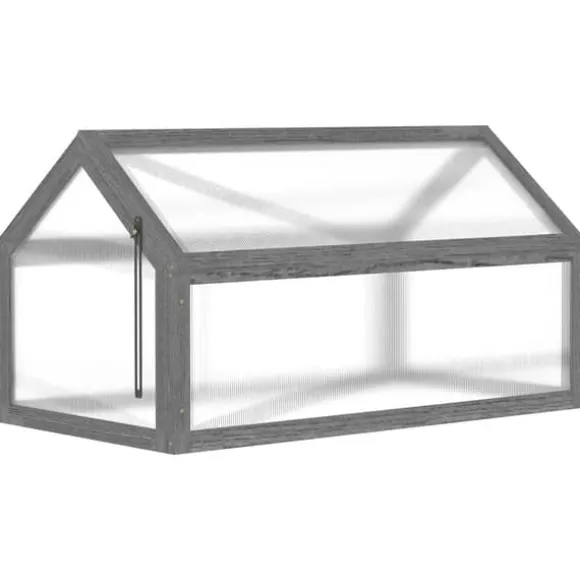 Drivbænk i træ 90x52x49,5 cm, lysgennemtrængeligt låg, vinterbestandig – grå