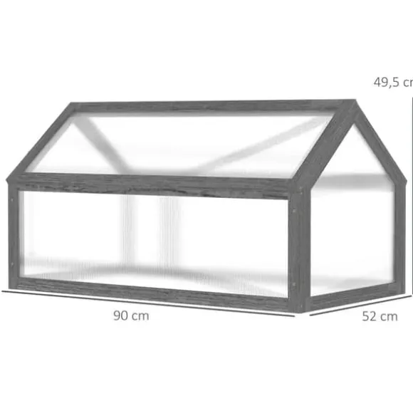 Drivbænk i træ 90x52x49,5 cm, lysgennemtrængeligt låg, vinterbestandig – grå