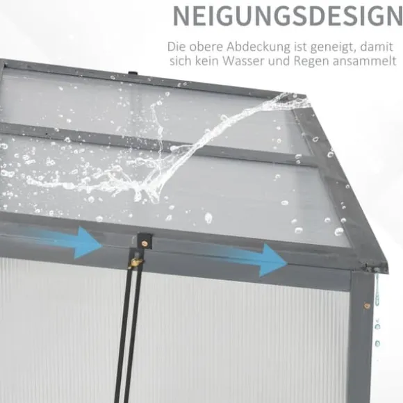 Drivbænk i træ 100x65x40 cm, UV-beskyttelse, lysgennemtrængelig, grå – vintertåligt minidrivhus