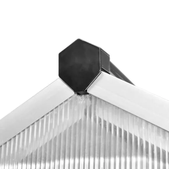 Drivhus 3,46 m² - Forstærket aluminium med polykarbonat | Farve: Aluminium | Størrelse: 3,46 m²