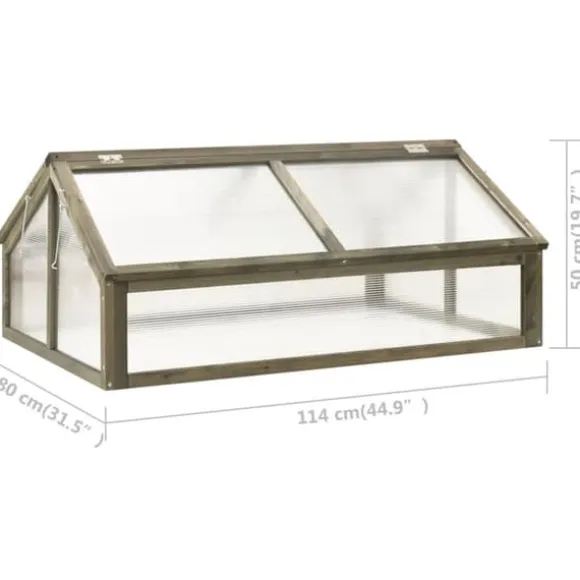Drivhus i fyrretræ - Beskyt plantekryddere og blomster | Størrelse: 114x80x50 cm | Farve: Grå