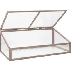 Drivhus i grantræ til planter og urter - 110x58,5x39 cm | Farve: Grå