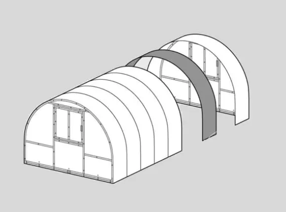 Drivhus KLASIKA RØR 3x10m (30m2) med fundamenter og 4mm polycarbonatbelægning