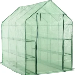 Drivhus med 12 hylder 143 x 214 x 196 cm stål - Drivhus - Drivhuse - Home & Living