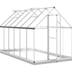 Drivhus med aluminium fundamentramme - 334x169x202 cm | Farve: Sølv