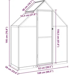 Drivhus med aluminiumramme - Vejrbestandig, UV-resistent | Størrelse: 169x58x195 cm | Farve: Antracitgrå