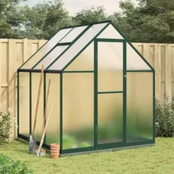 Drivhus med aluminiumstel og fundamentramme | Størrelse: 169x169x202 cm | Farve: Grøn