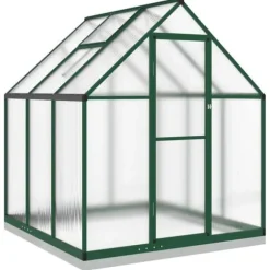 Drivhus med aluminiumstel og fundamentramme | Størrelse: 169x169x202 cm | Farve: Grøn