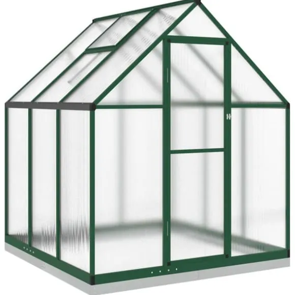 Drivhus med aluminiumstel og fundamentramme | Størrelse: 169x169x202 cm | Farve: Grøn