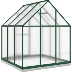 Drivhus med aluminiumstel og fundamentramme | Størrelse: 169x169x202 cm | Farve: Grøn