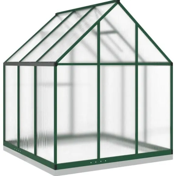 Drivhus med aluminiumstel og fundamentramme | Størrelse: 169x169x202 cm | Farve: Grøn